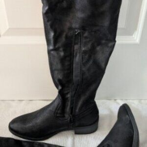 Women's over-the-knee black leather boots - new